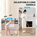 JOYMOOP 2 Pack Broom and Dustpan Set, Black and White Combo, Upright Angle with Built-in Comb Teeth for Pet Hair and Hard Floors by CozyNest Decor