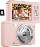 Digital Camera, 56MP FHD 1080P Point & Shoot Camera with 32GB SD Card, 2 Batteries, and Lanyard, Ideal for Kids & Teens, Suitable Gift for Girls by TinyTreasures Baby Boutique