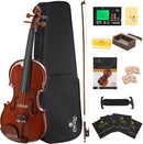 Cecilio 1/2 Size Natural Varnish Violin for Beginners, Hand-Carved Solid Spruce Top, Maple Back & Sides, Full Fiddle Kit with Hard Case, Bows, Rosin, Shoulder Rest, Lesson Book by TinyTreasures Baby Boutique