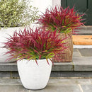 Uieke 28 Bundles Artificial Outdoor Plants UV Resistant Fake Grass Plants Faux Plastic Plants Greenery Shrubs for Home Garden Pathway Window Box Front Porch Summer Fall Decor, Deep Red