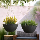 LA JOLIE MUSE Hanging Planters for Outdoor Plants, Large Hanging Planter with Drain Holes, Outdoor Hanging Flower Pots, Matte Black, Honeycomb (13.2 Inch, Set of 2) by CozyNest Decor