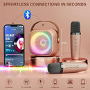 Mini Karaoke Machine, Portable Bluetooth Karaoke Speaker with 2 Wireless Microphones and Party Lights for Kids and Adults, Birthday Gifts for Girls Boys Family Home Party (Rose Gold) by TinyTreasures Baby Boutique