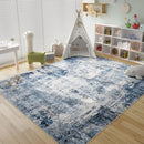 8x10 Rug Washable Boho Rug Soft Large Area Rug Non-Slip Non-Shedding Faux Wool Vintage Rug for Living Room, Farmhouse, Dining Room, Indoor, Kids Playroom, Blue by TinyTreasures Baby Boutique