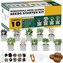 10 Herb Seeds Garden Starter Grow Kit with White Pots, Markers, Nutritional Soil, Watering, Herb Clipper, Complete Indoor Potted Plant Growing Set for Kitchen DIY by GreenHaven Gardens