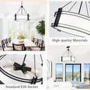 20.4''Drum Chandelier,5-Light Fabric Modern Chandeliers,Black Farmhouse Round Pendant Light Fixture for Dining Room Kitchen Island Living Room Bedroom Hallway by CozyNest Decor