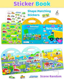 Benresive Reusable Sticker Book for Toddlers 2-4 Years, Fun Travel Stickers for Kids, Waterproof Sticker Books for Toddlers 1-3, Crafts Activities for Todddlers 1-3 2-4 3-5 - Transport by TinyTreasures Baby Boutique