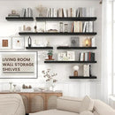 Floating Shelves for Wall, Large Wall Mounted Shelves with Invisible Brackets, Long Wood Floating Shelf Shelves for Living Room, Bedroom, Kitchen, (Black, 55" W x 9" D x 1.5" H) by CozyNest Decor