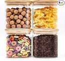Glass Food Storage Jars Square 24oz, 4 Pack Glass Jars With Bamboo Lids, Kitchen Storage Containers For Spice, Candy, Cookie, Storage For Pantry Organizers by CozyNest Decor
