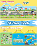 Benresive Reusable Sticker Book for Toddlers 2-4 Years, Fun Travel Stickers for Kids, Waterproof Sticker Books for Toddlers 1-3, Crafts Activities for Todddlers 1-3 2-4 3-5 - Vehicle by TinyTreasures Baby Boutique