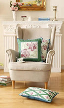 patdrea Designer Throw Pillow Covers Set of 4,French Elegant Green Linen with Iris Floral Collection Pattern Pillow Covers,Decorative Lumbar Square Round Pillowcases Cushion for Bed Living Room by CozyNest Decor