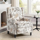 UIXE Pushback Recliner Chair, Fabric Upholstered Armchair Push Back Accent Chair for Living Room, Rivet Trim Home Theater Single Sofa Bedroom Reading Seat with Footrest - Beige Plants by CozyNest Decor