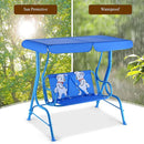 GLACER Porch Swing, Kids Patio Hammock w/Adjustable Canopy & Stand, Safety Belt, 2 Seats Outdoor Swing Bench, Metal Frame Hanging Lounge Chair, Swing Sets for Backyard, Garden, Poolside (Blue Puppy) by TinyTreasures Baby Boutique