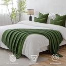 MIULEE Olive Green Knitted Throw Blanket for Couch Boho Textured Cozy Woven Blanket with Tassels for Sofa Chair Bed Living Room Spring Acrylic Wave Pattern 50"x60" by CozyNest Decor
