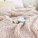 Admitrack Chunky Knit Blanket Throw, 100% Hand Knit Chenille Throw Blanket for Sofa & Home Decor, Soft and Cozy Knitted Throw Blankets (Pink，51"x63") by CozyNest Decor
