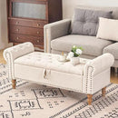Furniliving 51” Storage Benches, End of Bed Bench with Button-Tufted Large Upholstered Storage Ottoman Linen Window Bench with Storage Shoe Cabinet Bench, for Bedroom, Entryway, Closet, Beige by CozyNest Decor