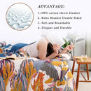 Snycler Boho Throw Blanket for Bed - 100% Cotton Ultra Soft Rustic Quilt - Watercolour Floral Printed Farmhouse Decor Bed Fall Blankets,80"×90" All Season Rustic Throw for Sofa Couch Chair by CozyNest Decor