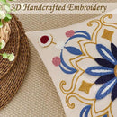 Embroidered Throw Pillow Cover 18x18 Classic Boho Floral Pattern Pillows Cover Outdoor Decorative Pillowcase,Durable Cozy Textured Cushion Case for Sofa Couch Bed Living Room,Blue by CozyNest Decor