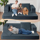 Folding Bean Bag Chair for Adults,3-in-1 Bean Bag Couch Faux Fur Floor Sofa Large Beanbag Convertible Bean Bag Sofa Bed with Pillow in Bedroom,Living Room,Apartment(Queen,Dark Grey) by CozyNest Decor