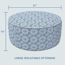 LVTXIII Outdoor Inflatable Ottoman, Fade-Resistant Round Footrest Stool D31”x H14”, Portable Patio Pouf for Garden Camping or Home Use, Medallion Blue by CozyNest Decor