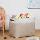 DULLEMELO Extra Large Storage Baskets, Fabric Storage Bins for Organizing Shelves Nursery Toys Books, Closet Baskets and Bins with Handles, White&Khaki, 2-Pack by TinyTreasures Baby Boutique