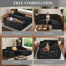 Modular Sectional Sofa Cloud Sectional Couch, 107" Comfy Fluffy L Shaped Black Couches for Living Room, Deep Seat Memory Foam Plush Corduroy Boneless Couch Sectionals with Right Facing Chaise Sofa by CozyNest Decor
