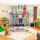 LAMERGE 55" 7-in-1 Round Trampoline for Kids Boys & Girls Ages 1-8, Indoor & Outdoor Trampoline for Fun, Adjustable Height Handrail ＆ Enclosed Safety Net ＆ Durable Designs for Toddlers Children by TinyTreasures Baby Boutique