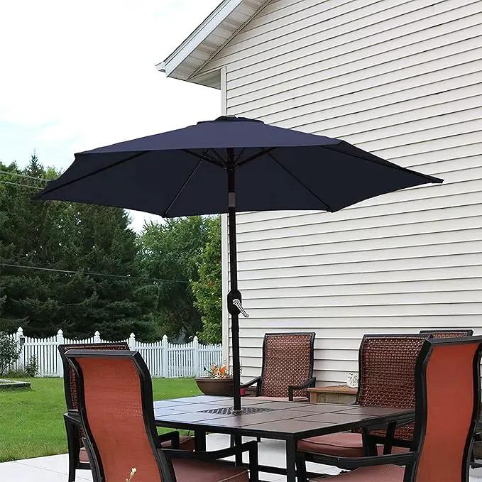 Sunnydaze Outdoor Patio Umbrella - Polyester Table Market Umbrella with Push-Button Tilt and Crank - 6 Sturdy Ribs - Blue - 7.5ft, photo 7 of 10