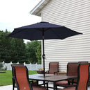 Sunnydaze Outdoor Patio Umbrella - Polyester Table Market Umbrella with Push-Button Tilt and Crank - 6 Sturdy Ribs - Blue - 7.5ft by GreenHaven Gardens