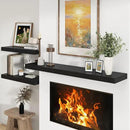 Black Floating Shelves for Wall - 55 Inch Wide x 12 Inch Deep Wall Shelves Set of 1 - Rustic Black Wood Shelves for Living Room, Bathroom, Laundry Room, Bedroom, Kitchen, Home Office by CozyNest Decor