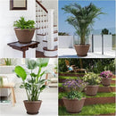 4 Pack 10 Inch Plant Pot, Flower Pots Outdoor with Drainage Hole & Tray, Thickened Plastic Planters for Indoor Outdoor Plants, Lightweight Modern Decorative Garden Pot with Saucer by CozyNest Decor