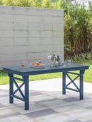 HDPE Outdoor Dining Table, 66.9” Rectangle Patio Dining Table for 6, All-Weather HDPE Outdoor Table with 2.2” Umbrella Hole, HDPE Patio Furniture for Deck, Backyard, Garden, Pool, Navy by CozyNest Decor