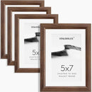 5x7 Picture Frame Set of 4 Natural Solid Walnut Photo Frames with 4x6 Removable Mat Wall Hanging Large Handcrafted Frame with HD Plexiglass Wall and Tabletop Display Large Poster Frame by CozyNest Decor