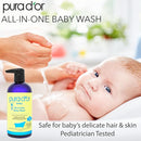 PURA D'OR 16 Oz All-in-One Calming Baby Wash & Shampoo For Hair & Entire Body, Tear Free, Sulfate Free, Natural Aloe Vera, USDA Biobased Gentle Formula by TinyTreasures Baby Boutique