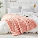RYNGHIPY Faux Fur Bed Blankets Fluffy Warm Throw Blanket for Sofa Couch Soft Plush Decorative Blanket Thick and Heavy Cute Bubble Furry Blanket (Blush, 51''x63'') by CozyNest Decor