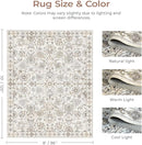 Floral 8x10 Area Rugs for Living Room, Washable Large Bedroom Rug, Soft Non Slip Carpet, Stain Resistant Low Pile Carpets for Indoor Under Table Dining Home Office Nursery, Beige by TinyTreasures Baby Boutique