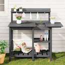 SERWALL Potting Bench Outdoor Potting Table with Sink, HDPE Potting Benches for Outside Gardening Table All Weather Use- Gray by GreenHaven Gardens