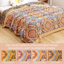 Boho Throw Blanket for Bed - 100% Pure Cotton Ultra Soft Rustic Quilt - Farmhouse Decor Bed Blankets, All Season Rustic Throw for Sofa Couch Chair(60"×80", Boho Flover) by CozyNest Decor