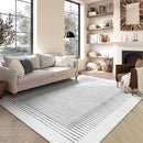 Wonnitar Washable Striped 8x10 Rugs for Living Room, Non-Slip Soft Grey Berber Stripe Bedroom Rug, Low Pile Minimalist Floor Carpet for Dining Room Living Room Office Department (Grey, 8' x 10') by CozyNest Decor