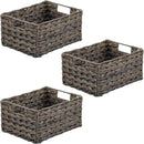 mDesign Woven Farmhouse Kitchen Pantry Food Storage Organizer Basket Bin Box, Container Organization for Cabinets, Cupboards, Shelves, Counter - Store Potatoes, Onions, Fruit, 3 Pack, Espresso Brown by CozyNest Decor
