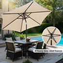 FLAME&SHADE 10ft Patio Umbrella - Outdoor Umbrella with 6 Sturdy Ribs, Push Button Tilt and Crank, UV Protection Table Market Umbrella for Pool, Porch，Garden, Deck, Backyard (Beige) by GreenHaven Gardens