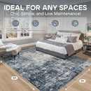 9x12 Area Rugs for Living Room Rug Washable: Modern Large Rug for Dining Room Bedroom Carpet Non Slip 9 by 12 Indoor Abstract Nursery Home Office Blue Grey by TinyTreasures Baby Boutique