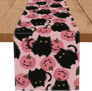 Halloween Table Runner Black Cat Pink Pumpkins Seasonal Kitchen Dining Table Home Outdoor Party Decorations 13x36 Inch by CozyNest Decor
