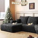 108" Sectional Couches for Living Room Modern Modular Sofa with L-Shape Couchs Upholstered Boneless Couch Deep Seat Sectional Couch with Chaise (Black, Left Facing Chaise+2Seaters+1Ottoman) by CozyNest Decor