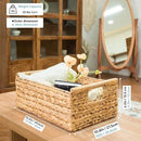 VATIMA Hyacinth Large Wicker Basket 15.5x10.8x6.2" - Rectangular, Wooden Handles, Shelf Organizer by CozyNest Decor