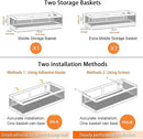 PUSDON Hanging Storage Baskets Organizer Wall Mount, Metal Wire Storage Bin Rack for Kitchen Bathroom Shower Spice Shelf Home Decor Essentials White-2 Packs (Netting) by CozyNest Decor