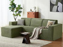 LINSY HOME Modular Sectional Sofa, 105" Boneless Couch L Shaped 3-Seat Sofa with Ottoman, Corduroy Sectional Cloud Couches for Living Room, No Assembly Required, Green by CozyNest Decor