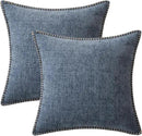 MIULEE Pack of 2 Couch Throw Pillow Covers 18x18 Inch Dark Grey Blue Farmhouse Decorative Pillow Covers with Stitched Edge Soft Chenille Solid Dyed Spring Pillow Covers for Sofa Bed Living Room by CozyNest Decor