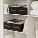 linen closet organizers and storage, 3 Pack Large Storage Baskets, Washable, Clothing Storage Bins with Handle, Closet Organizer for Storage Sweater,Sheets (Black, 18½"x11"x8½") by CozyNest Decor