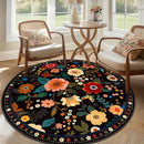 Floral 6ft Area Rug Machine Washable Soft Print Boho Carpet Non Slip Doormat Low Pile Flower Area Rugs for Living Room Bedroom Nursery Kitchen Dining Room Indoor-Black by TinyTreasures Baby Boutique