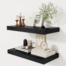 12 Inch Deep Black Floating Shelves, 24 x 12 Floating Shelf for Books, Rustic Wood Deep Wall Shelves for Home Storage & Display, 2" Thicked Shelves for Kitchen, Living Room, Bedroom, 2 Pack by CozyNest Decor